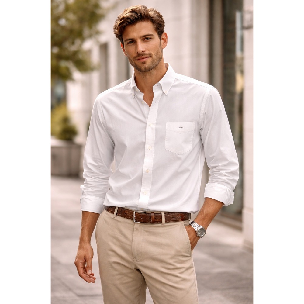 GANT Mens‎ Pinpoint Oxford Slim Fit Long Sleeve Button Down Shirt White 2XL